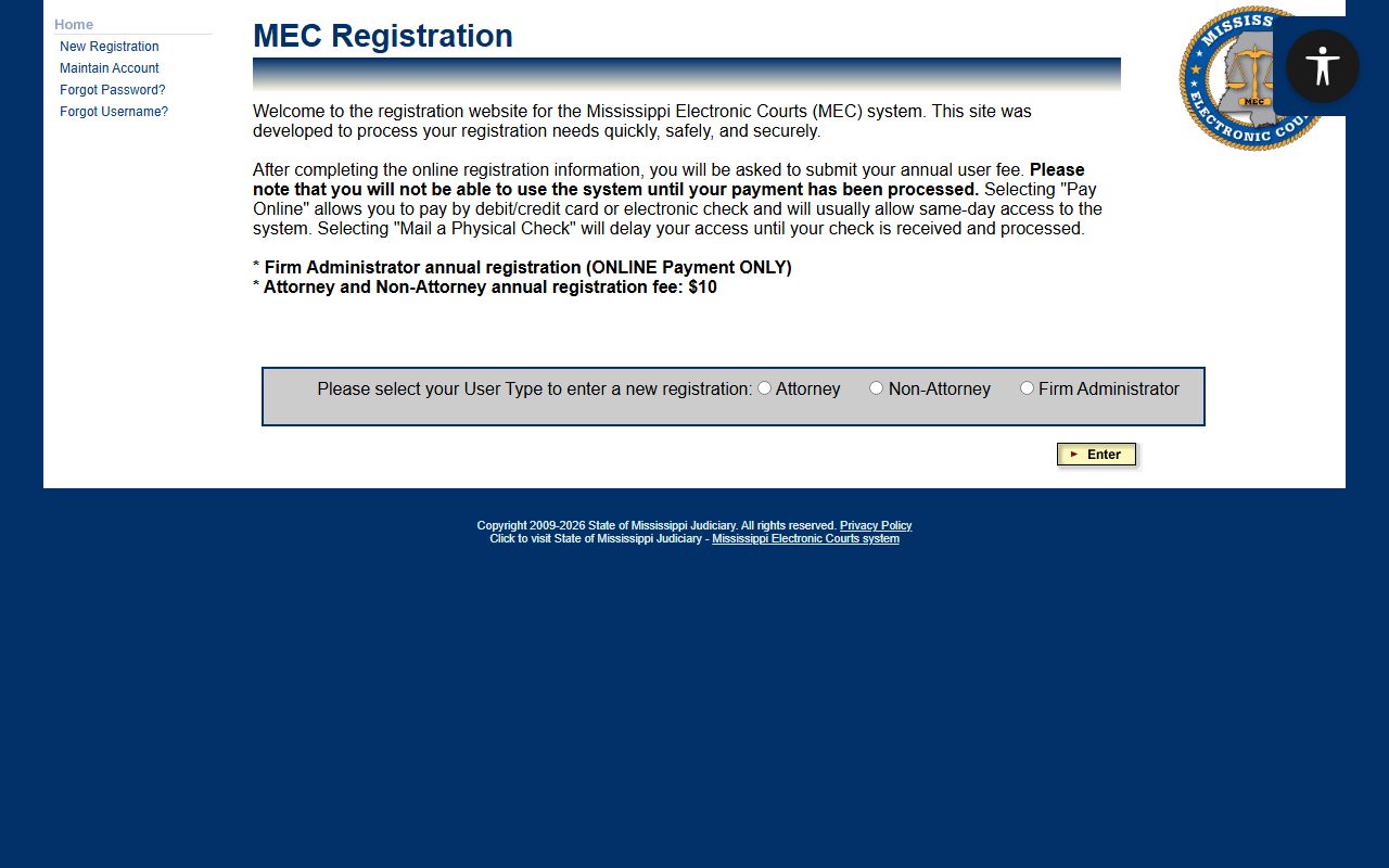 Clarke County court docket access through the PAMEC registration page