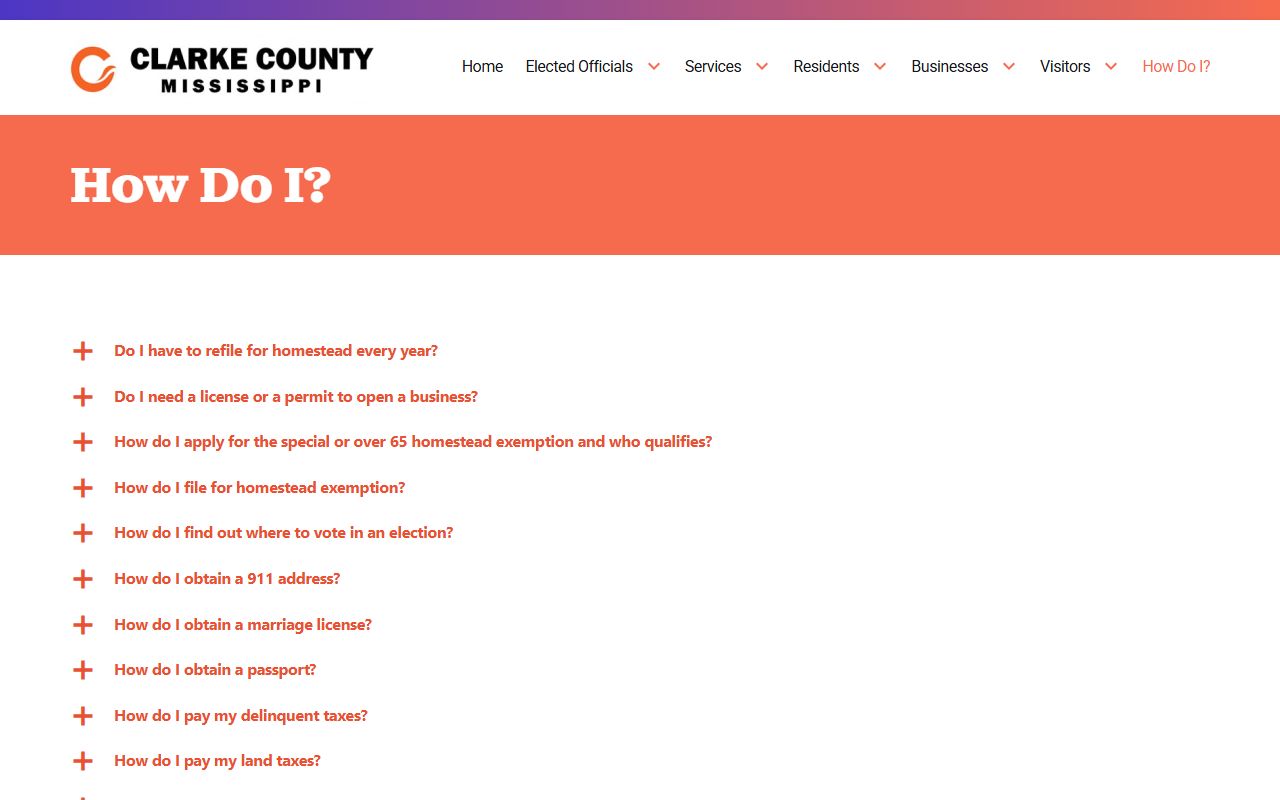 Clarke County FAQ page routing court records requests