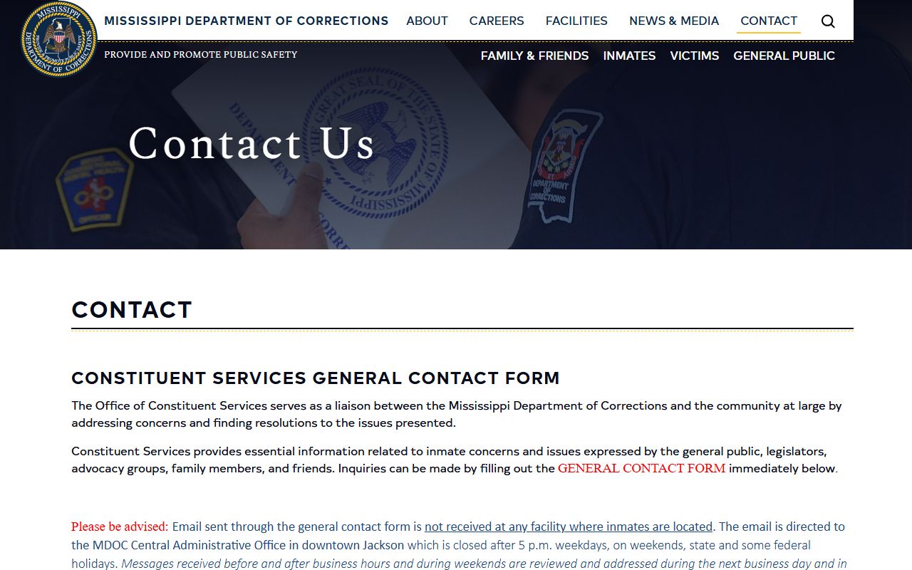 Clarke County inmate records request through the MDOC contact and records page