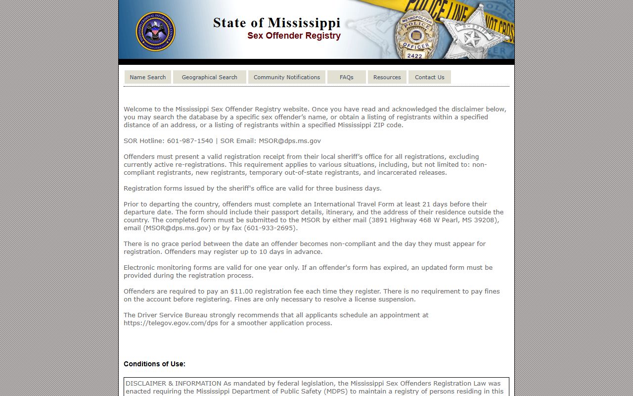 Clarke County inmate and offender check through the Mississippi DPS sex offender registry