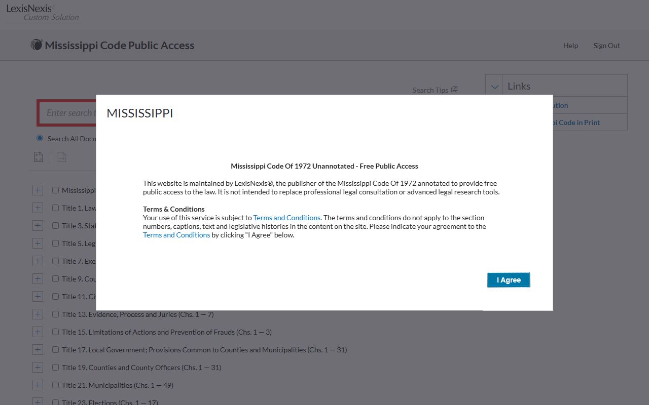 Clarke County probate records and Mississippi Code public access portal
