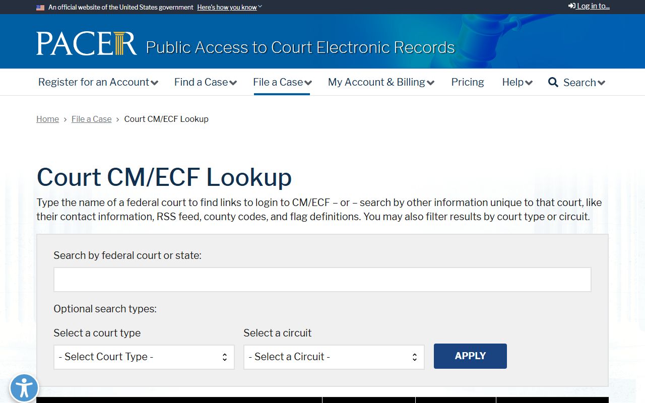 Clarke County probate records and PACER federal court CM/ECF lookup tool